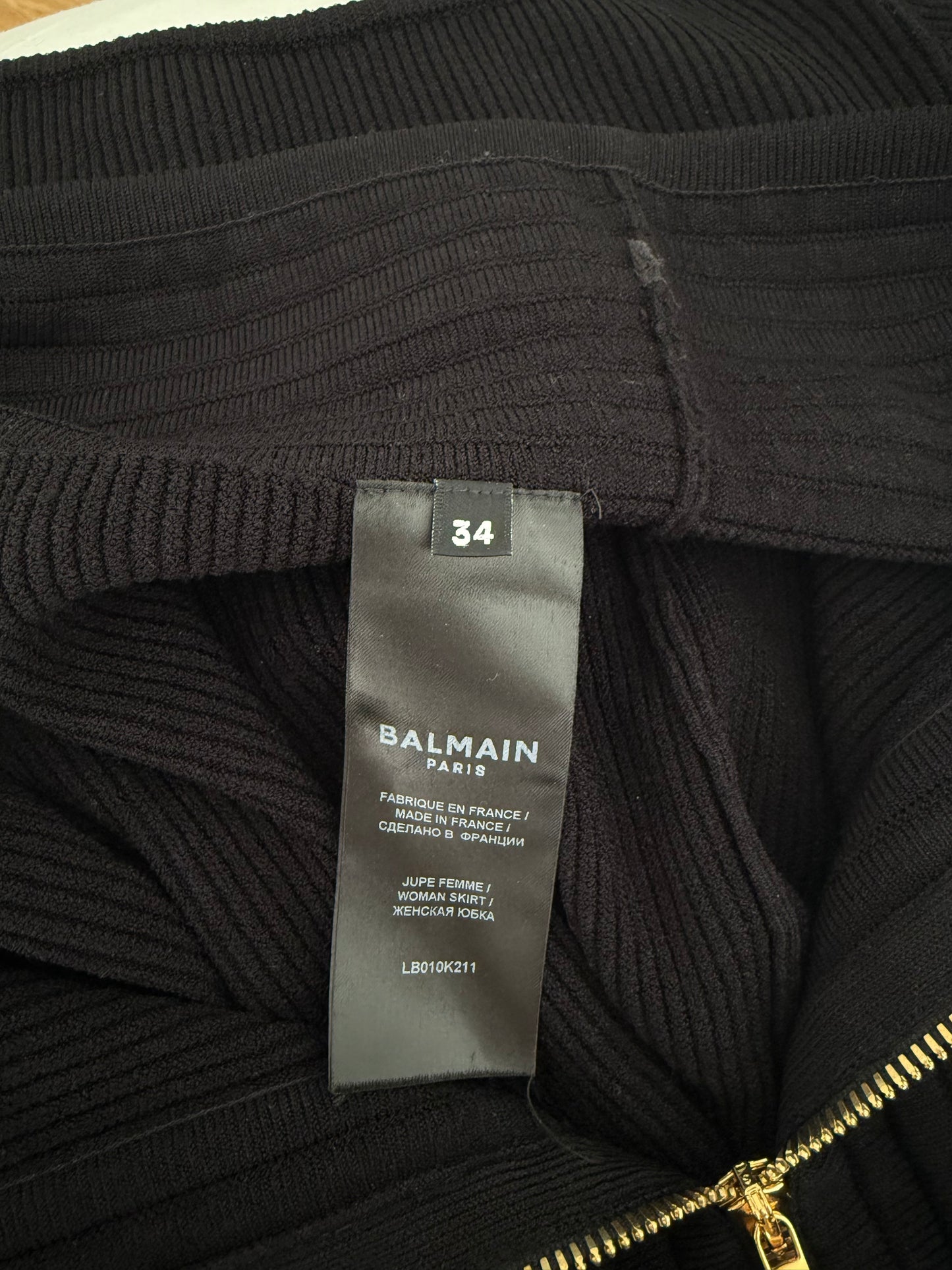 Balmain Ribbed-Knit Mini Skirt