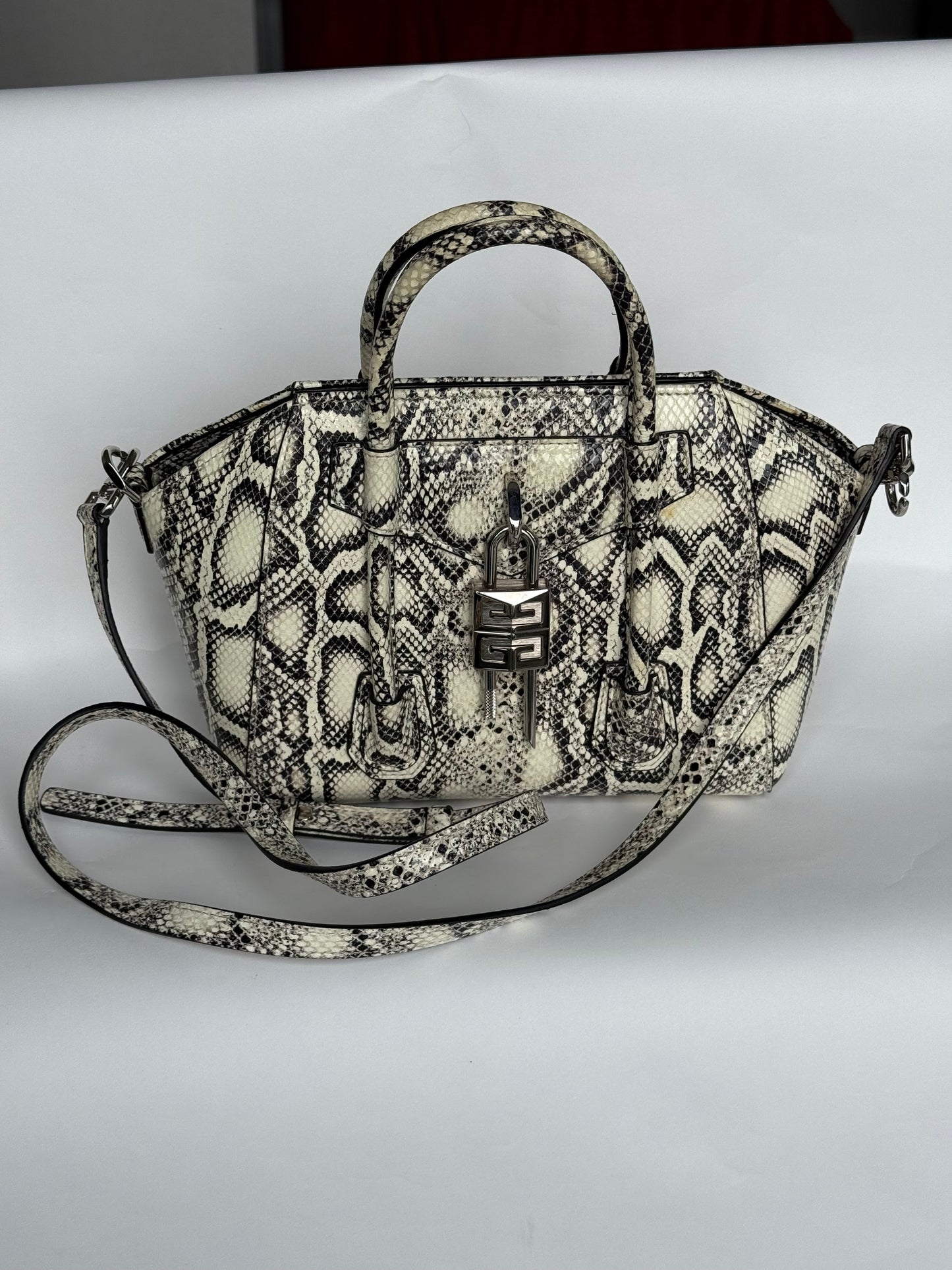 Givenchy Antigona Lock Snake print Shoulder Bag