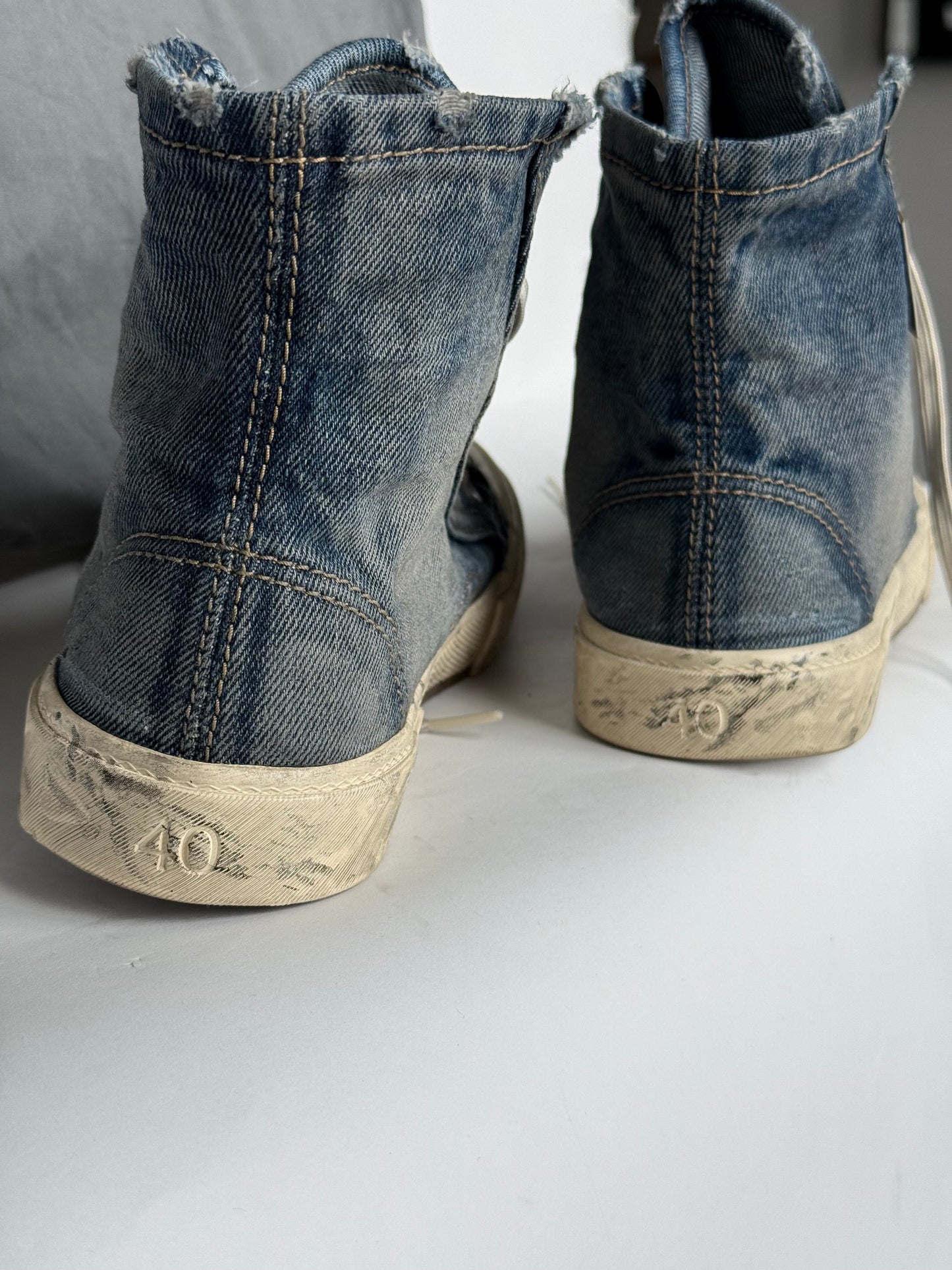 Balenciaga Paris High Top Denim Sneakers