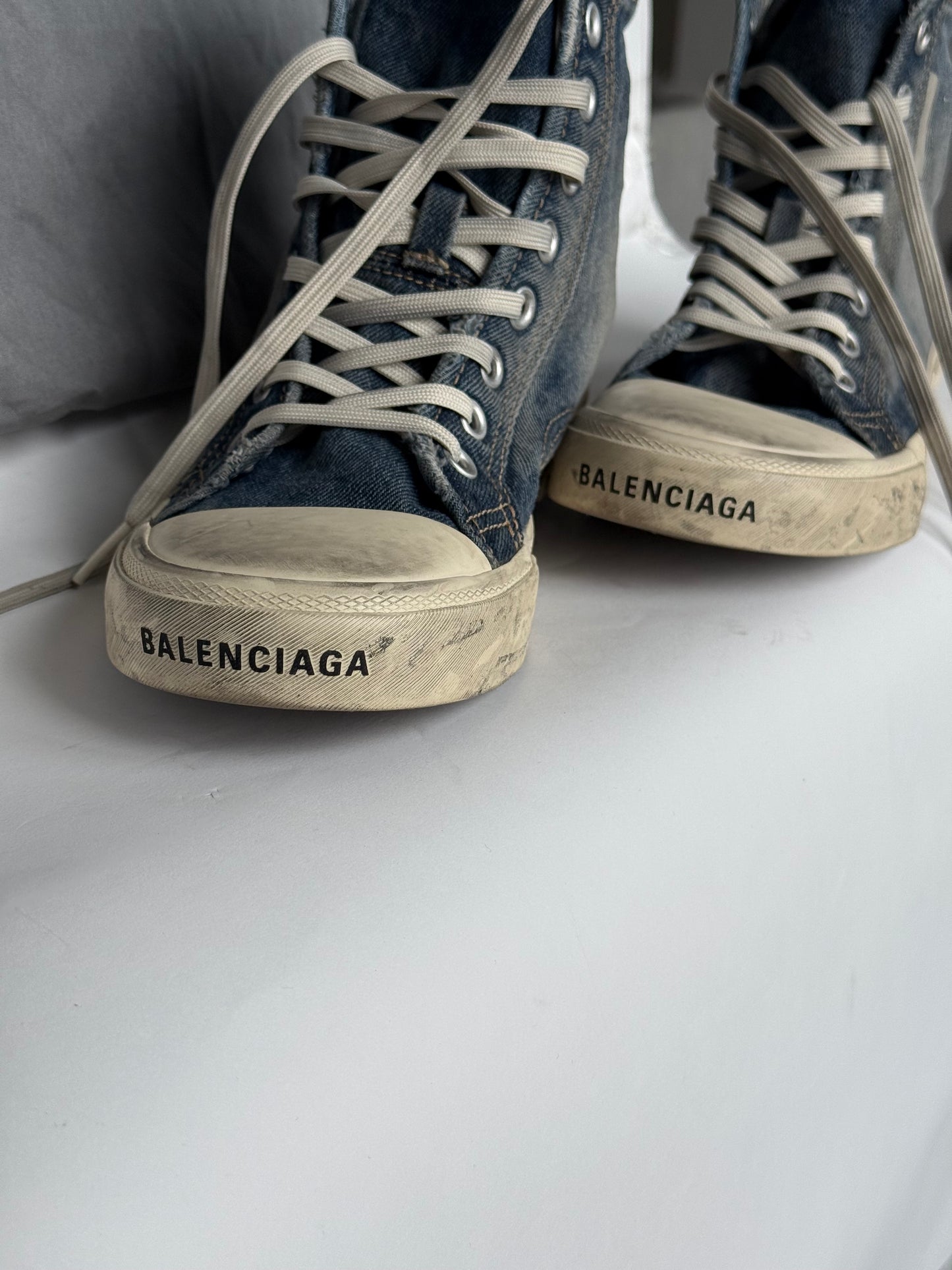 Balenciaga Paris High Top Denim Sneakers