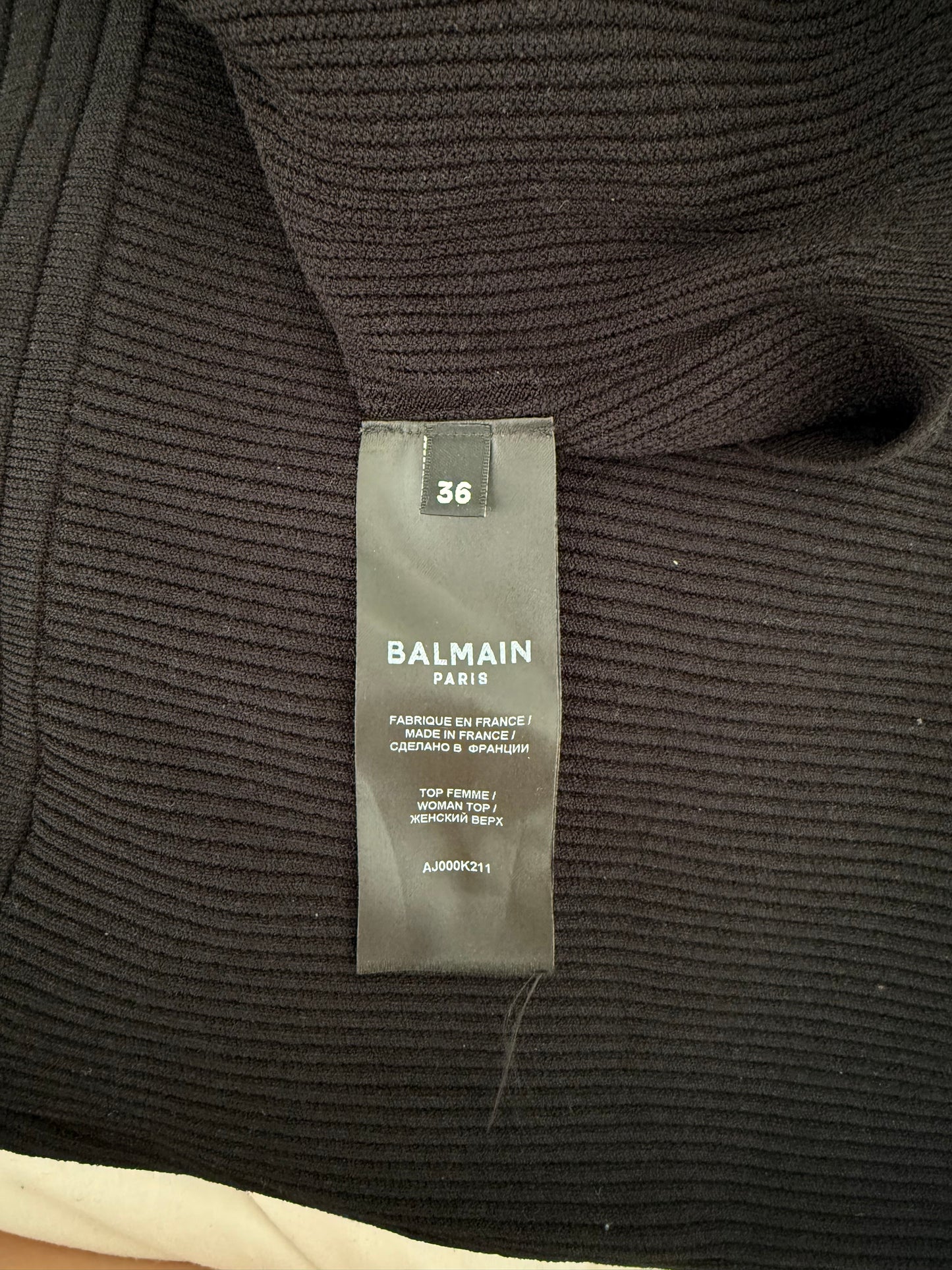 Balmain Black Off-the-shoulder Cropped Tank Top