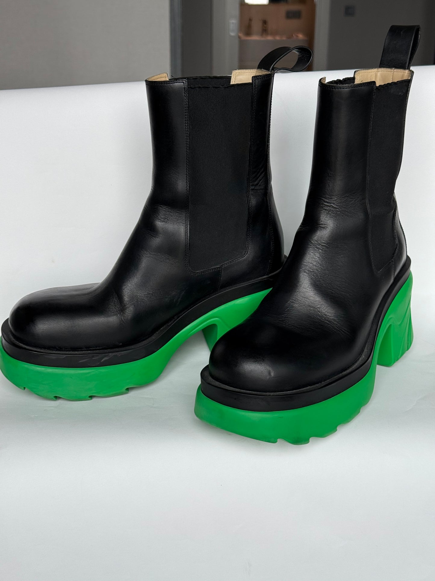 Bottega Veneta Green Flash Ankle Boots