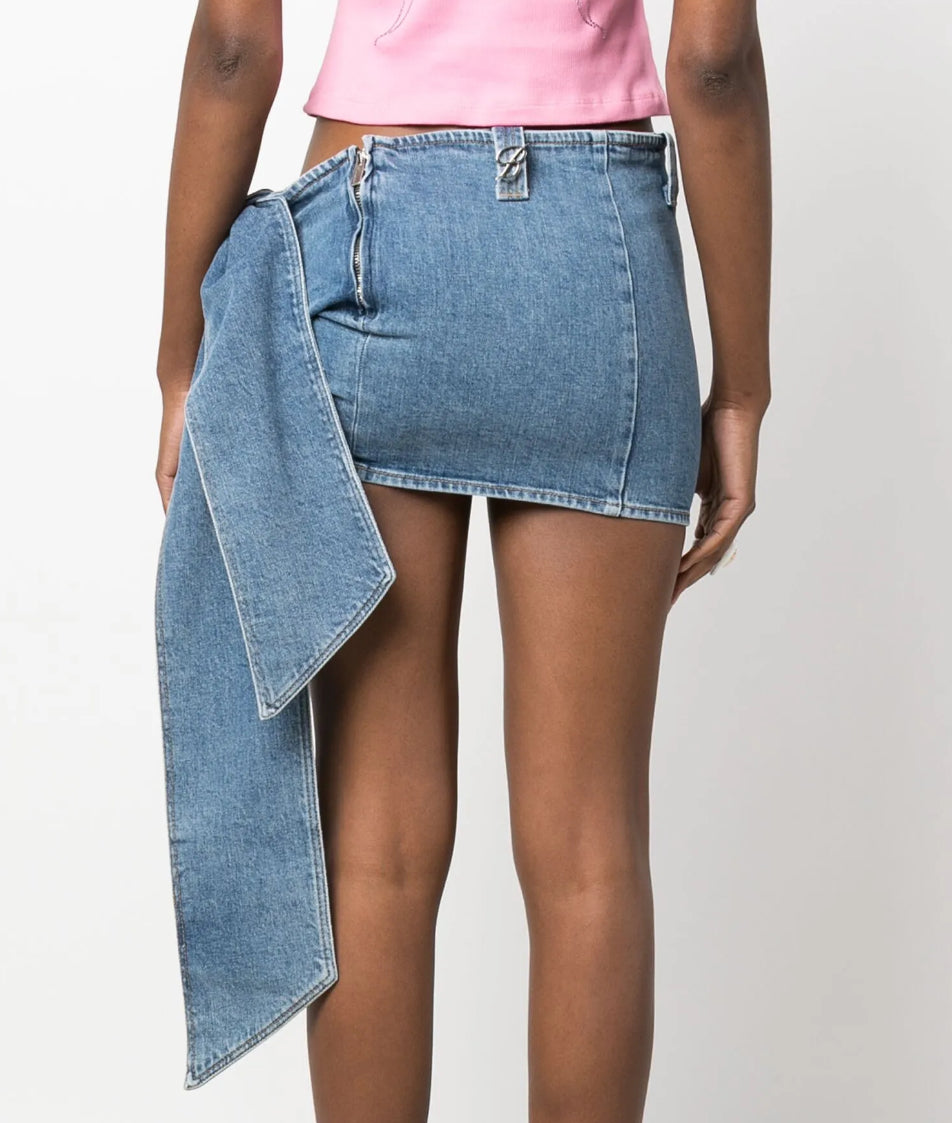 Blumarine oversize-bow denim mini skirt