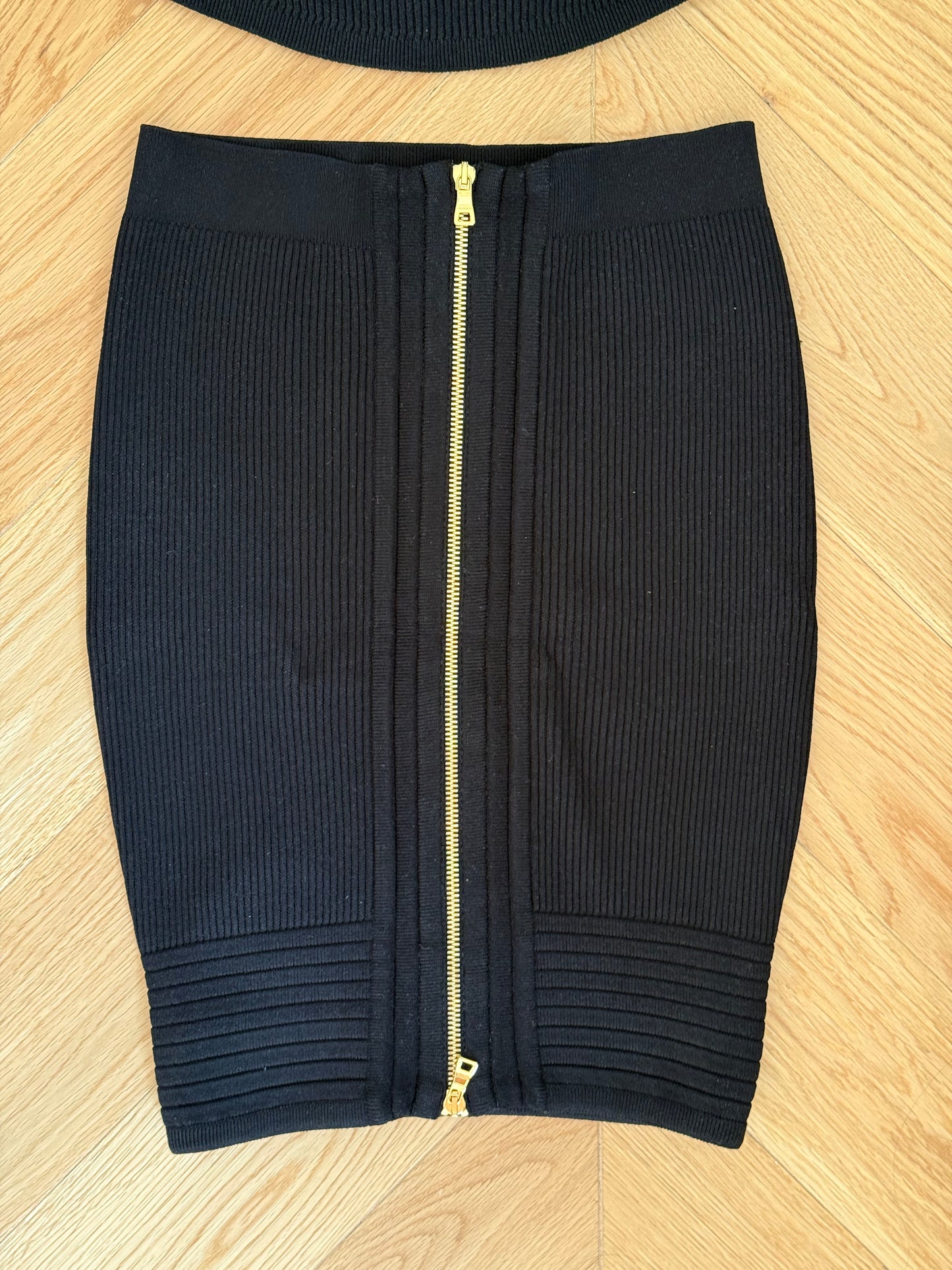 Balmain Ribbed-Knit Mini Skirt