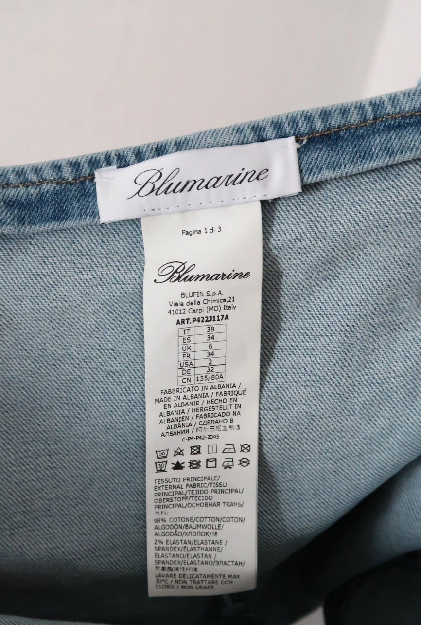 Blumarine oversize-bow denim mini skirt