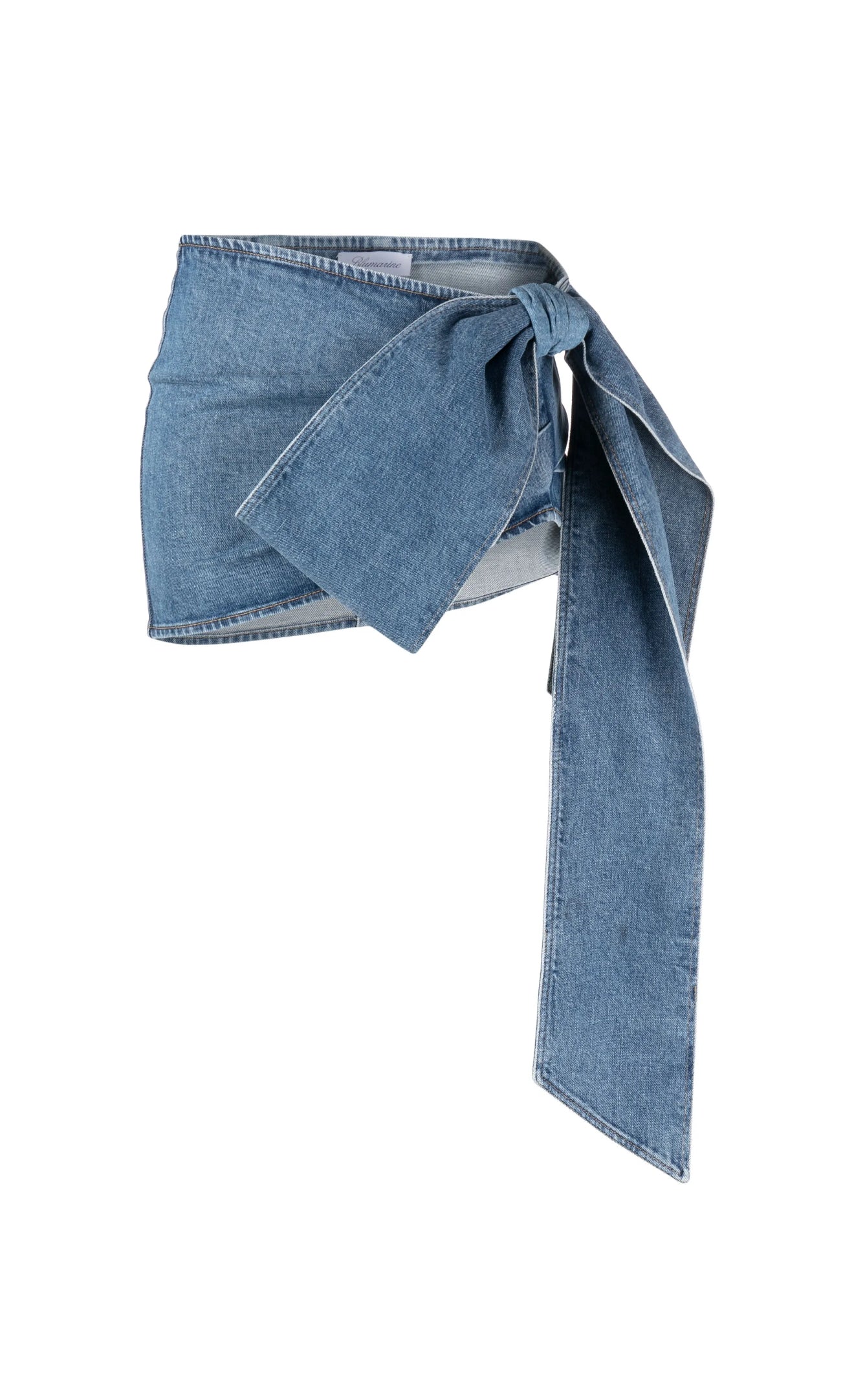 Blumarine oversize-bow denim mini skirt
