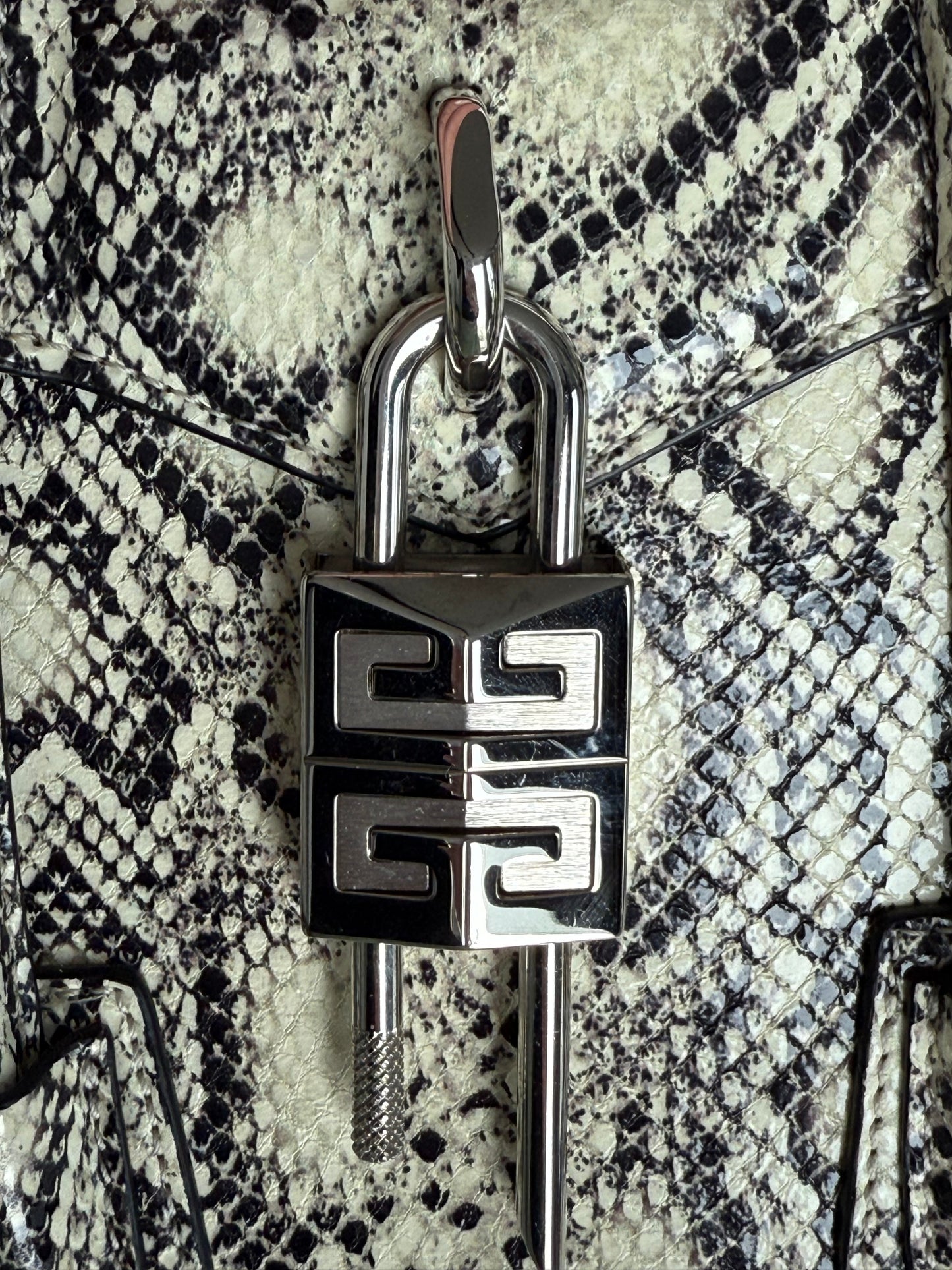Givenchy Antigona Lock Snake print Shoulder Bag