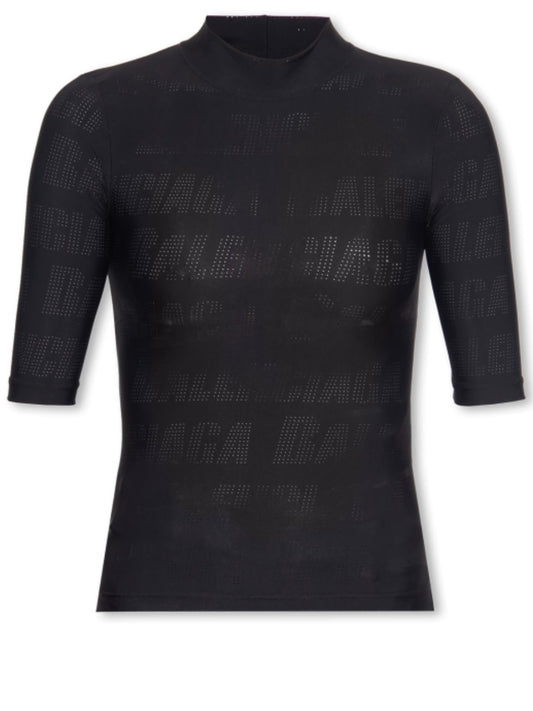 Balenciaga Semi-sheer stretch nylon jersey T-shirt