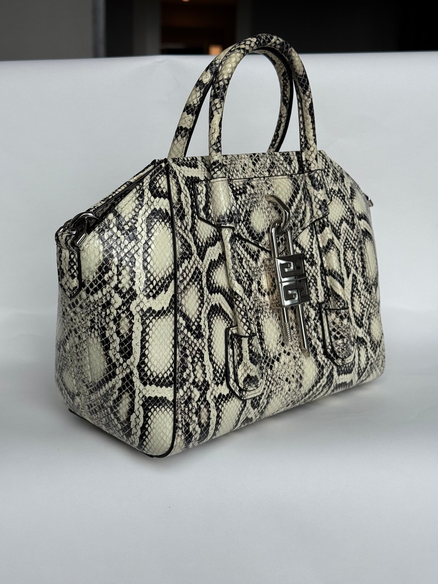 Givenchy Antigona Lock Snake print Shoulder Bag