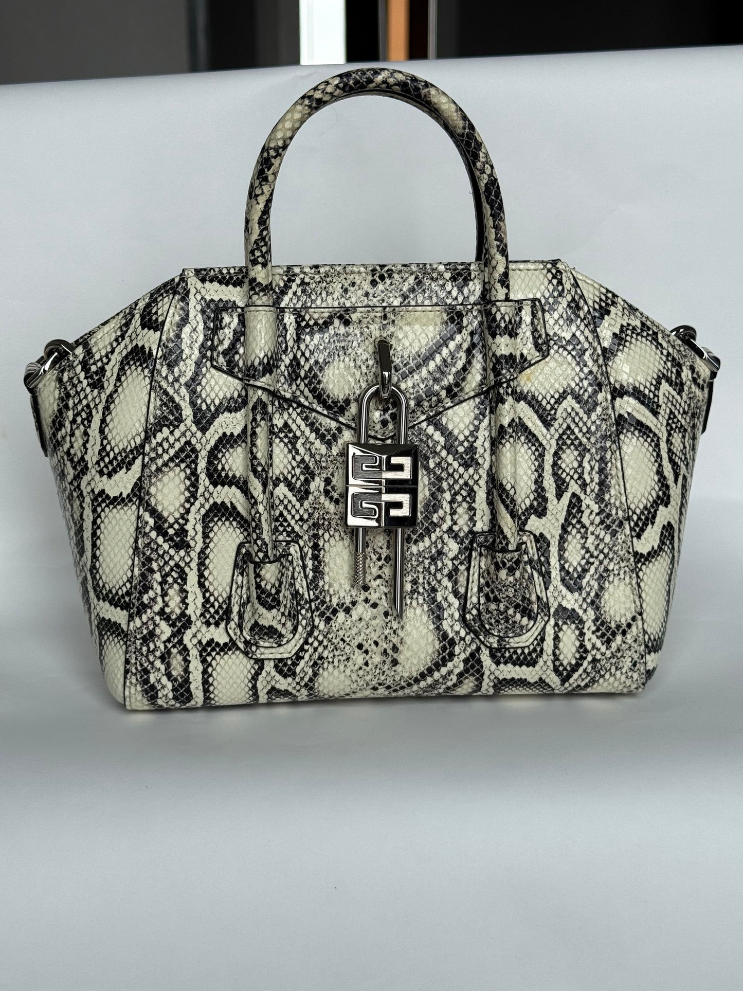 Givenchy Antigona Lock Snake print Shoulder Bag