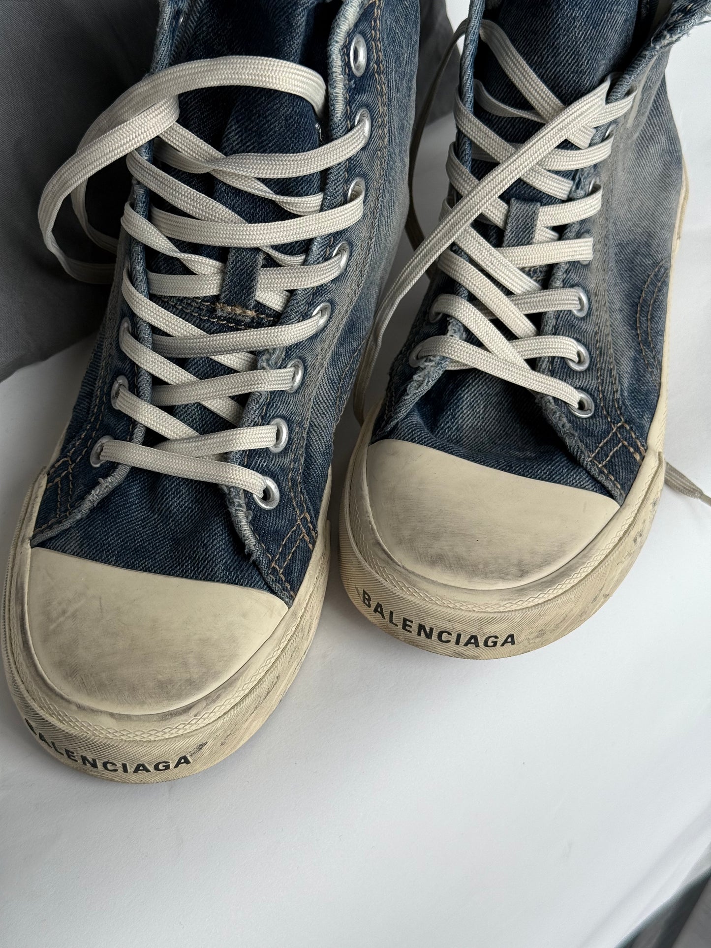 Balenciaga Paris High Top Denim Sneakers