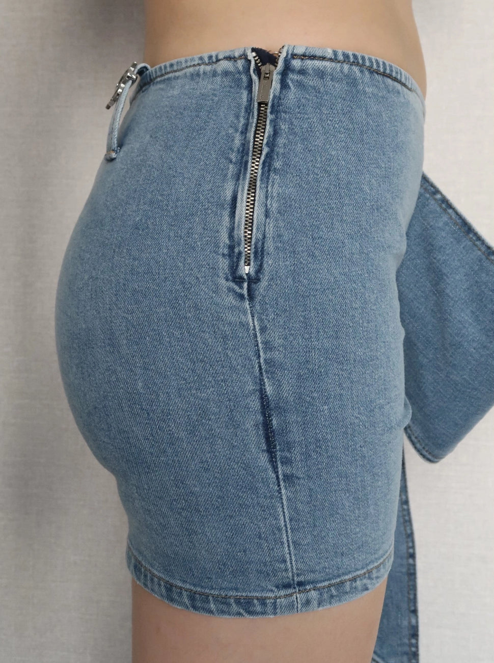 Blumarine oversize-bow denim mini skirt